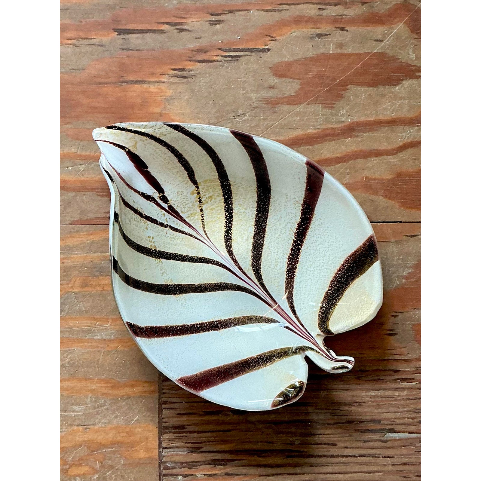 Vintage Italian Striped Glass Bowl After Murano - Side view