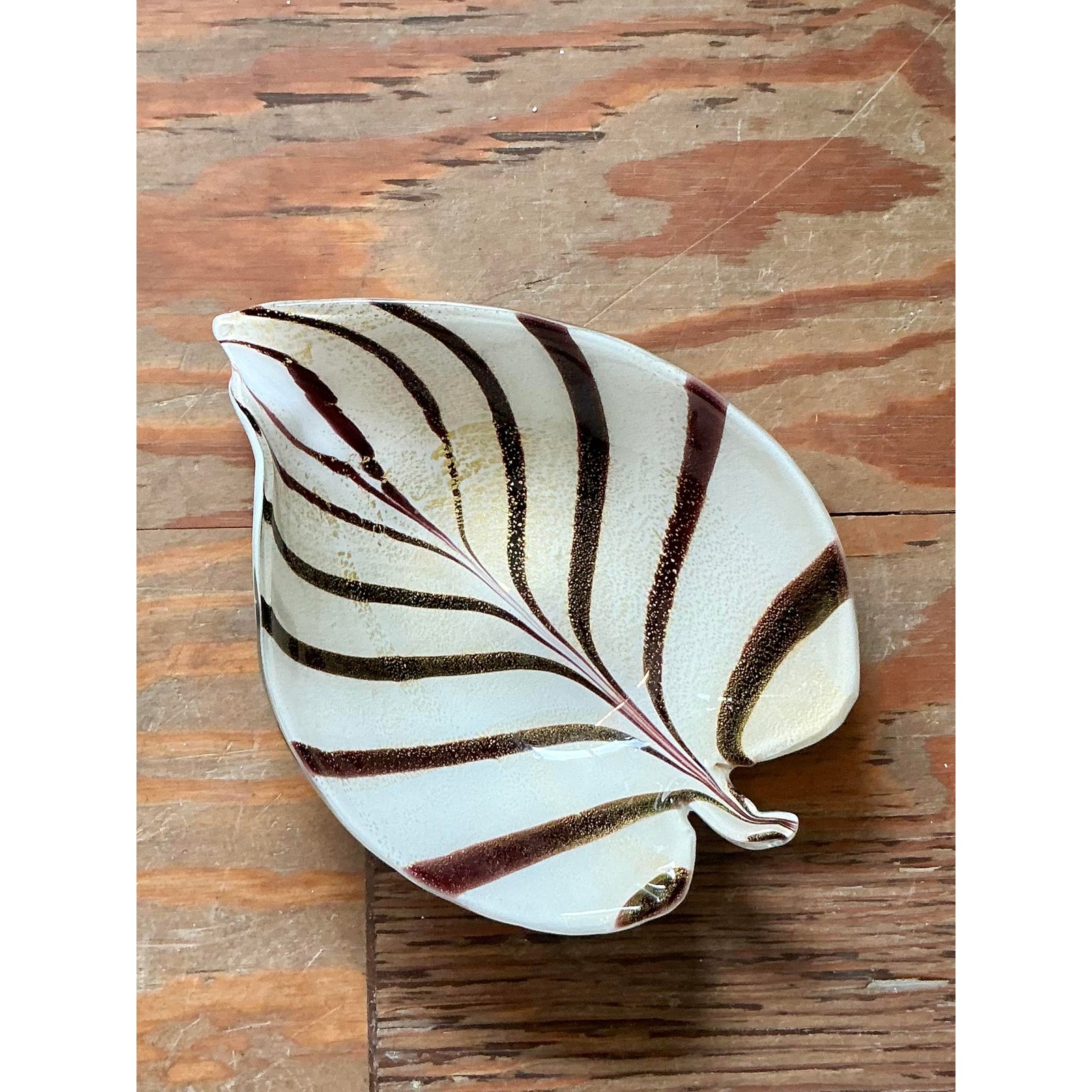 Vintage Italian Striped Glass Bowl After Murano - Back view