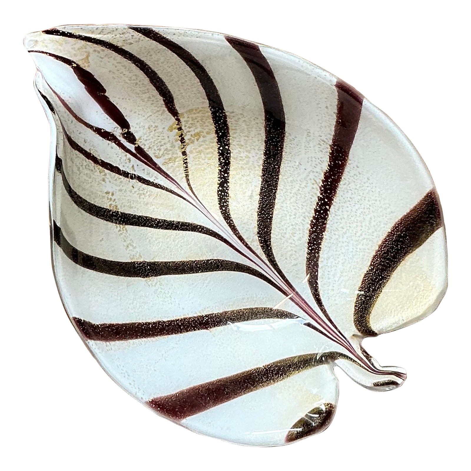 Vintage Italian Striped Glass Bowl After Murano