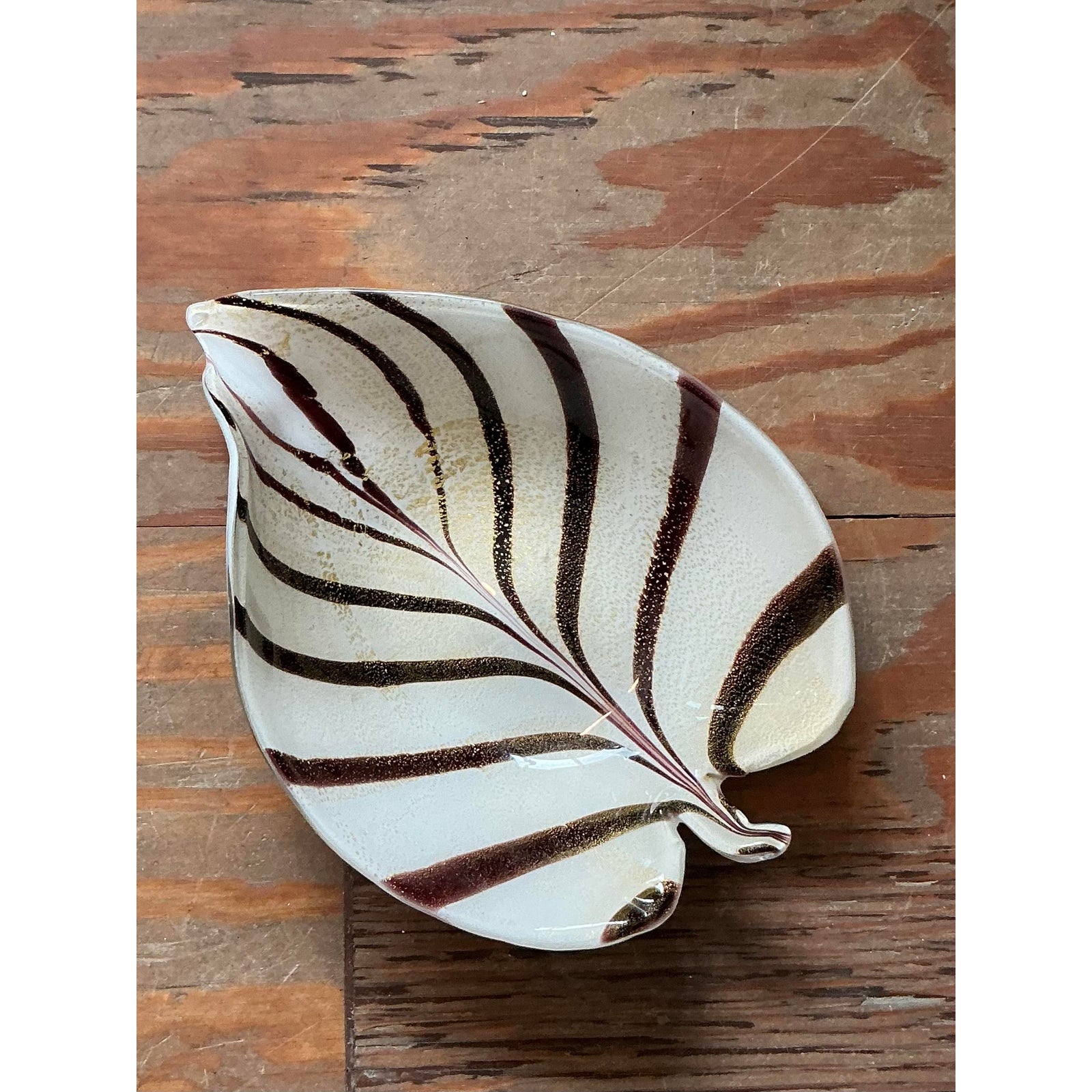 Vintage Italian Striped Glass Bowl After Murano - Top view
