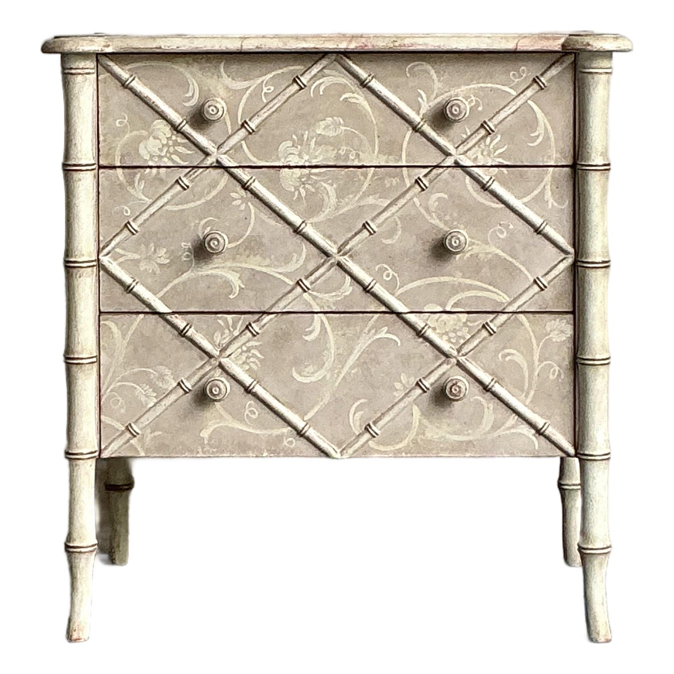 Vintage Italian Patina Hand Painted Trellis Chest of Drawers