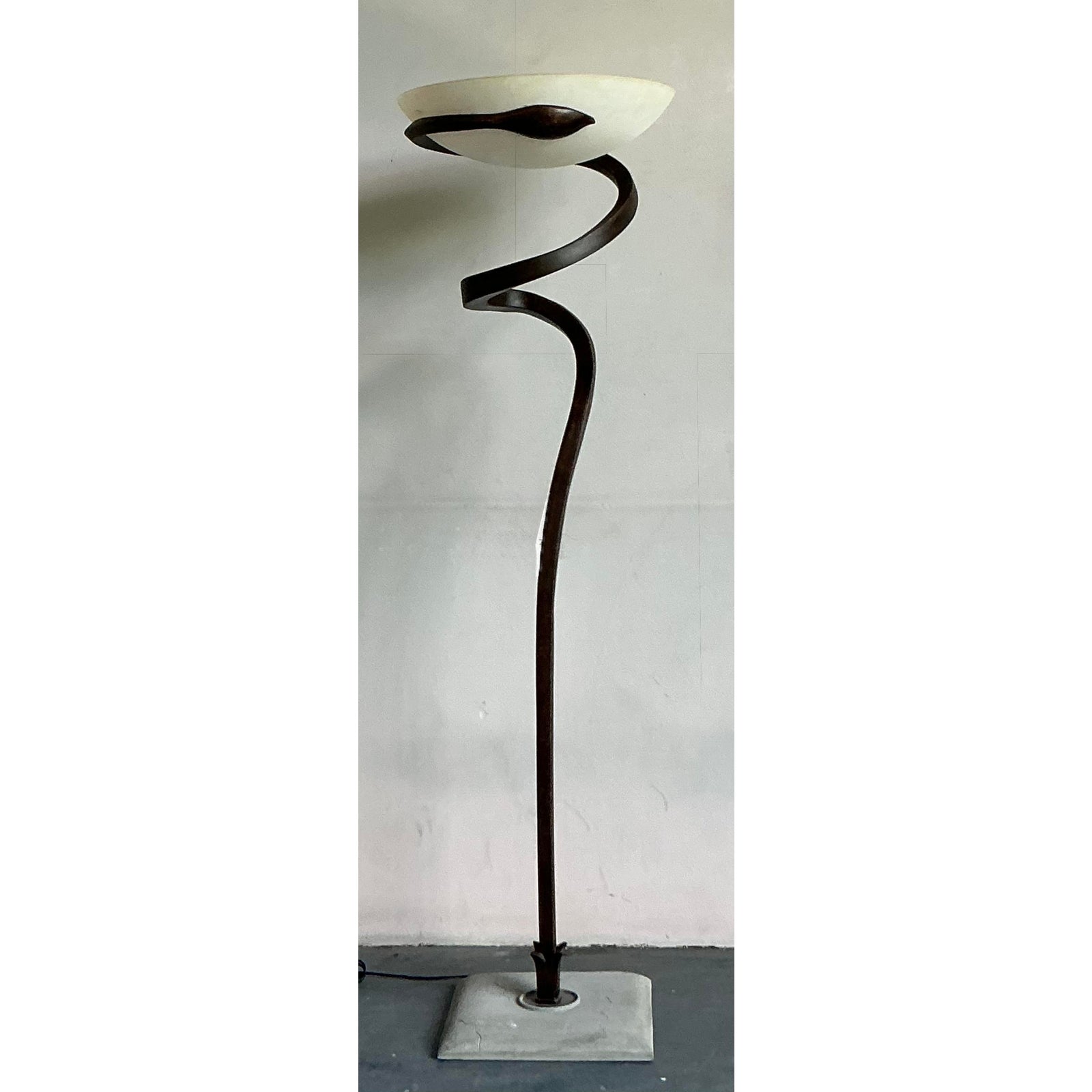 Vintage Italian Lamp International “Alfea” Cast Copper Floor Lamp by Enzo Ciampalini - Side view