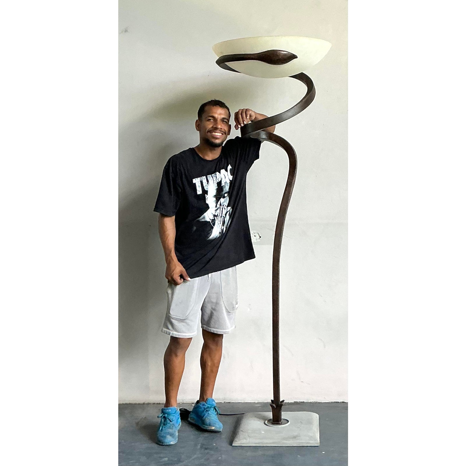 Vintage Italian Lamp International “Alfea” Cast Copper Floor Lamp by Enzo Ciampalini - Top view