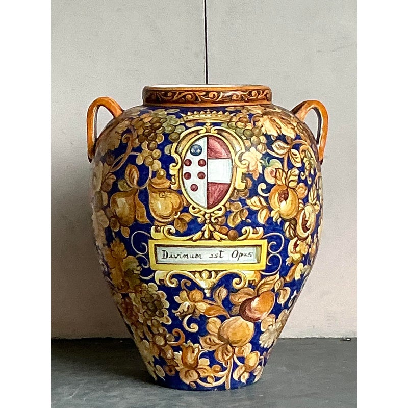 Vintage Italian Monumental Hand Painted Urn - Detail view