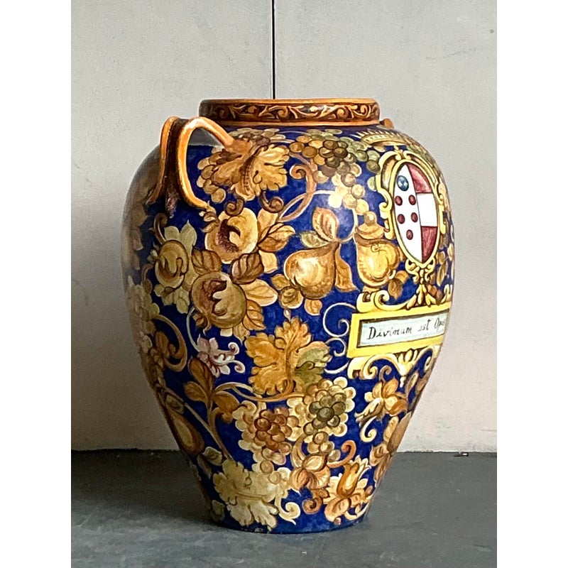Vintage Italian Monumental Hand Painted Urn - Back view