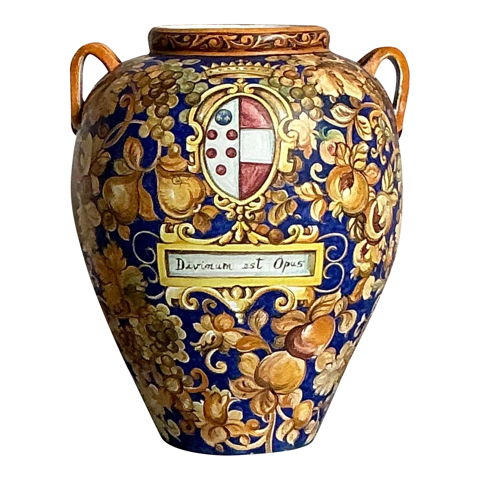 Vintage Italian Monumental Hand Painted Urn