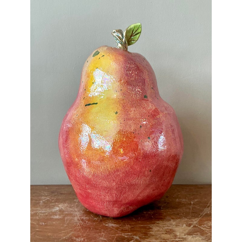 Vintage Regency Monumental Glazed Ceramic Pear - Back view