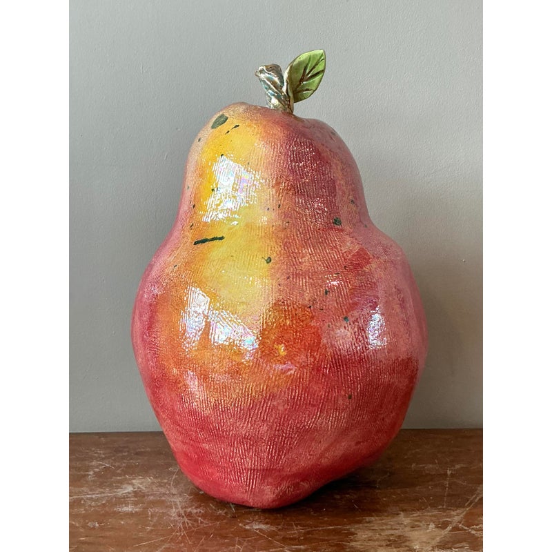 Vintage Regency Monumental Glazed Ceramic Pear - Top view