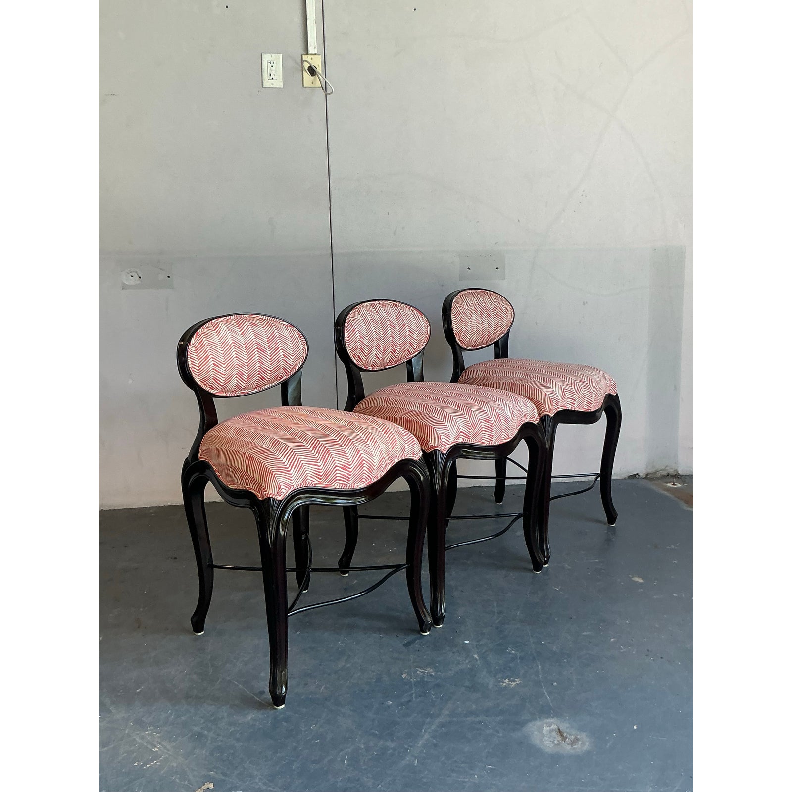 Vintage Regency Christopher Guy “Cafe Du Paris” Barstools - Set of 3 - Back view
