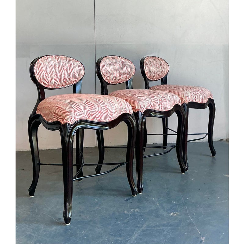 Vintage Regency Christopher Guy “Cafe Du Paris” Barstools - Set of 3 - Top view