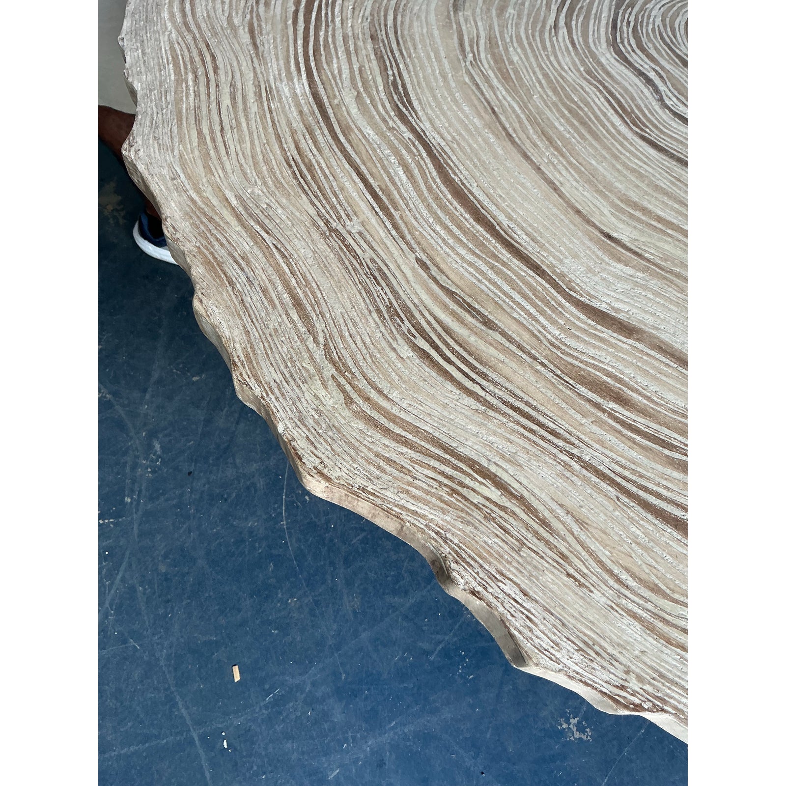 Vintage Boho Cast Concrete Tree Slab Table - Top view