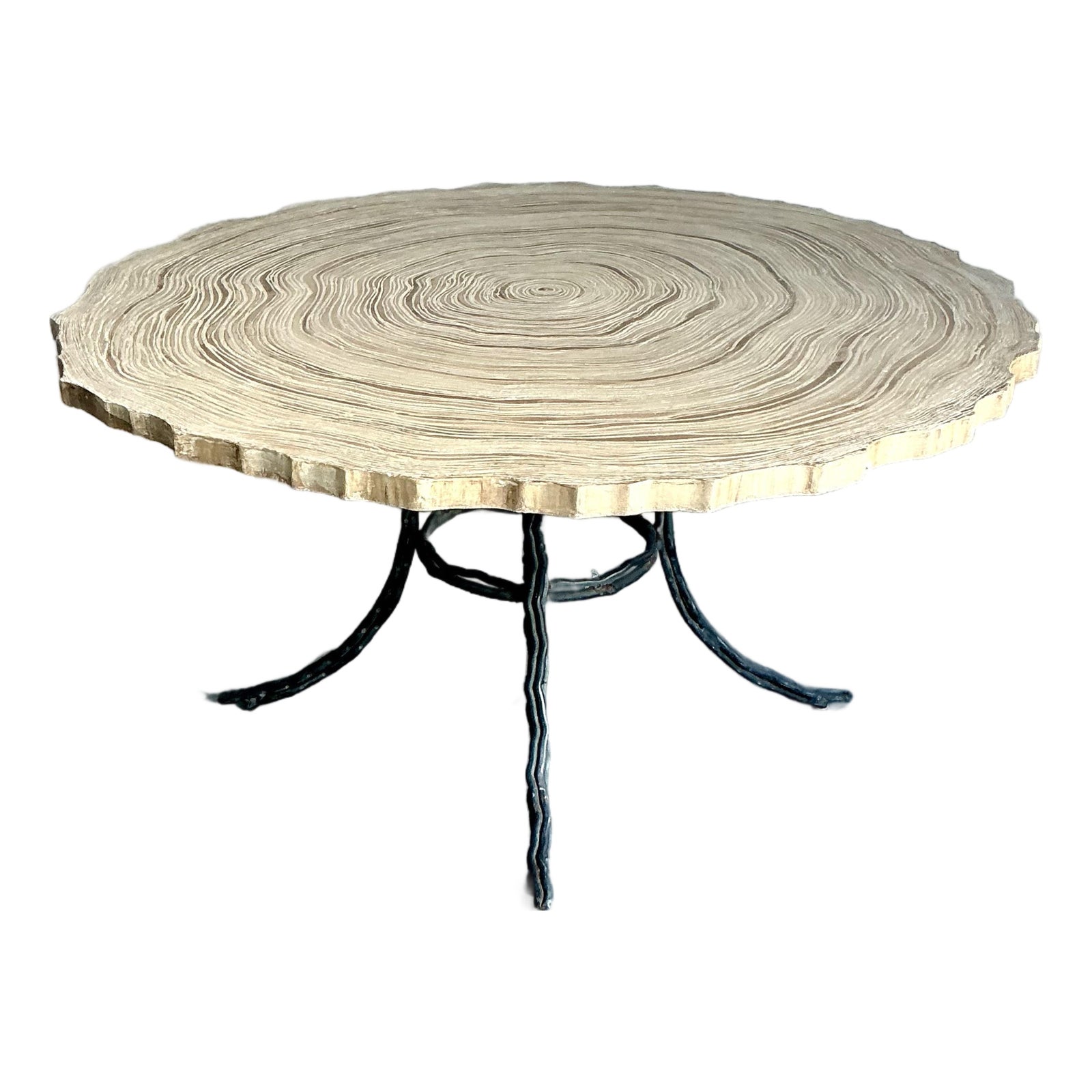 Vintage Boho Cast Concrete Tree Slab Table