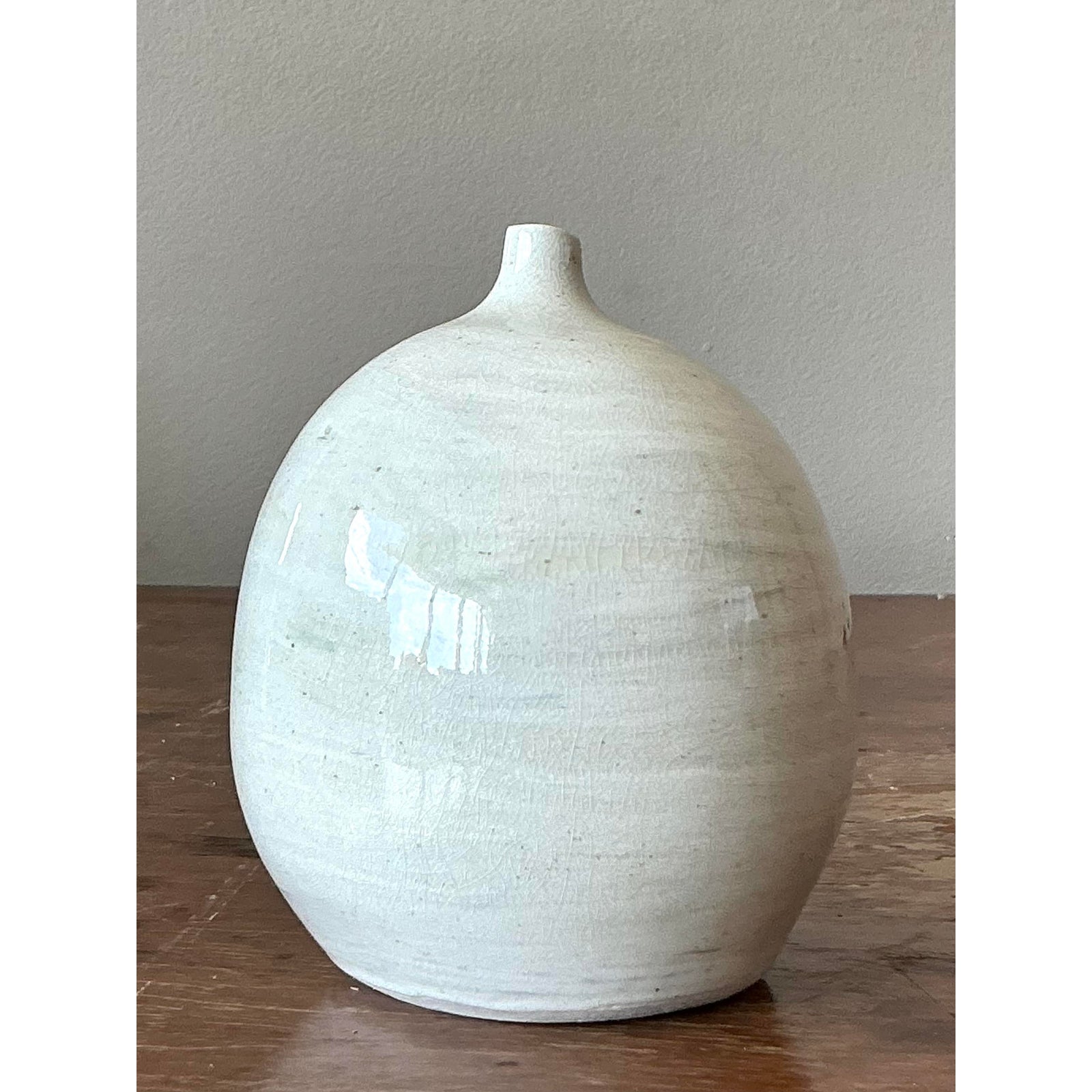 Vintage Boho Glazed Ceramic Vase - Detail view