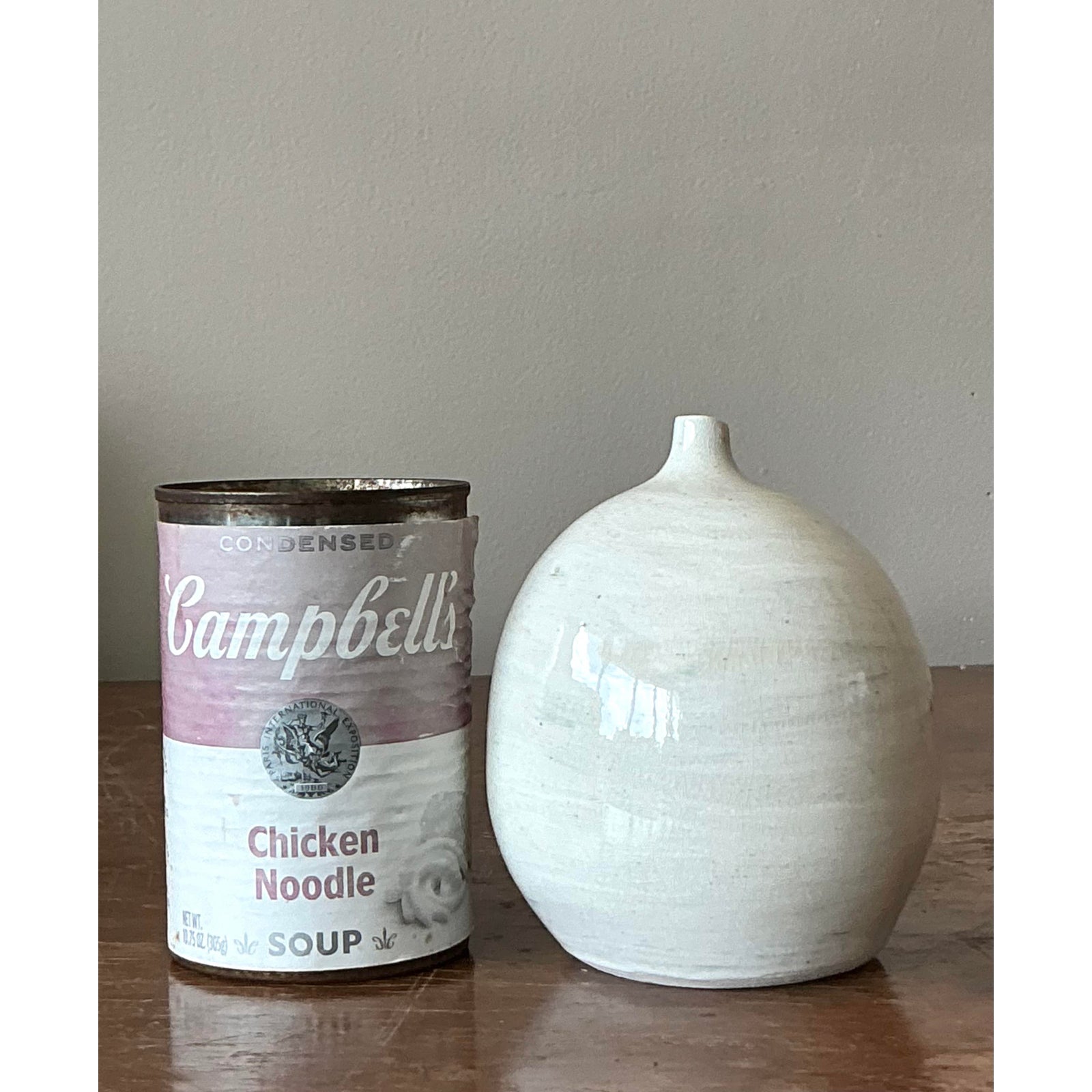 Vintage Boho Glazed Ceramic Vase - Top view
