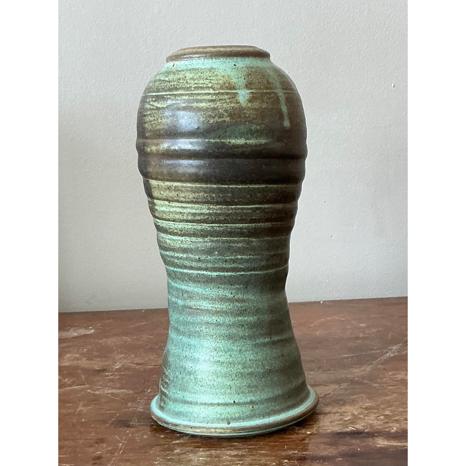 Vintage Boho Studio Pottery Vase - Top view