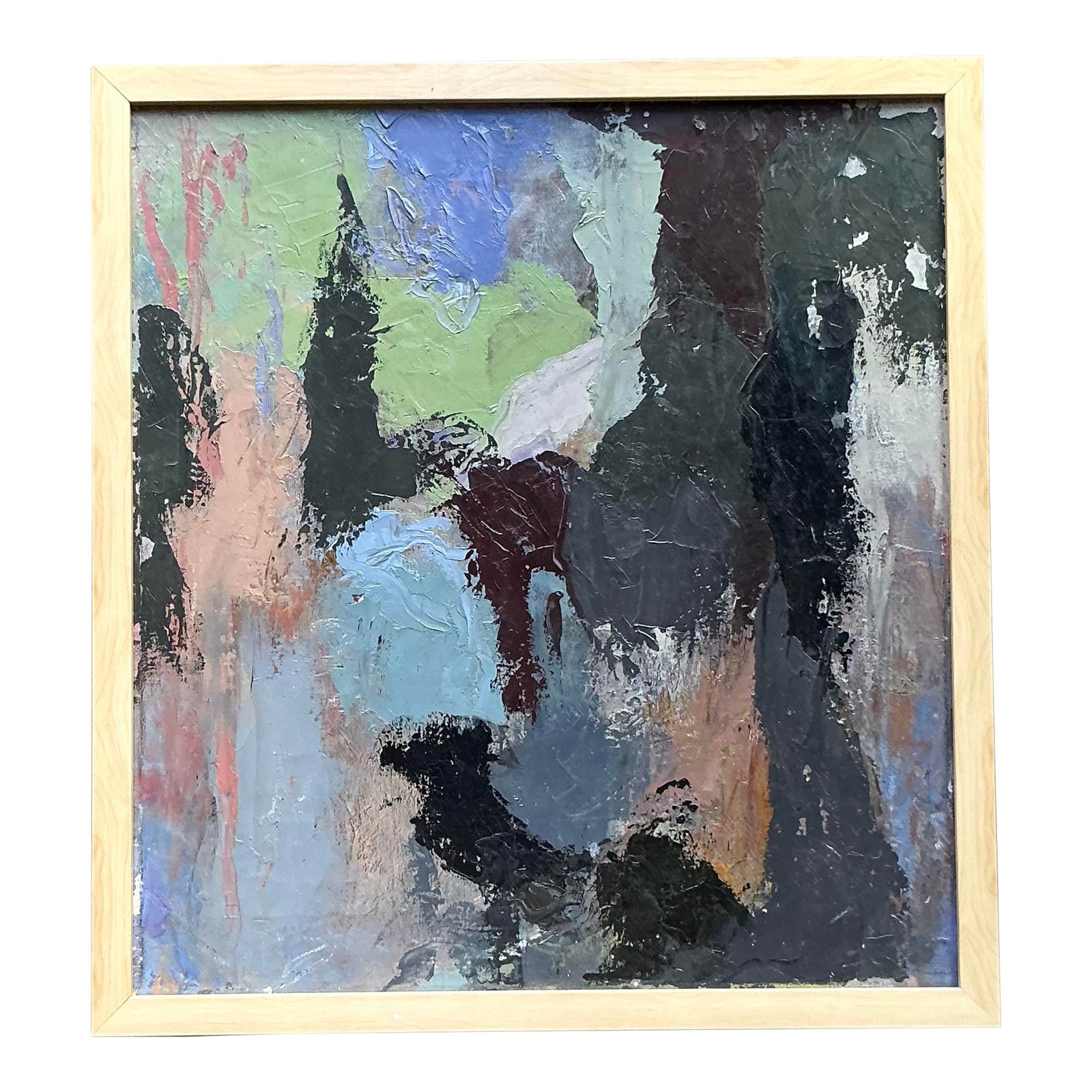 Vintage Boho Original Abstract Oil Painting on Canvas