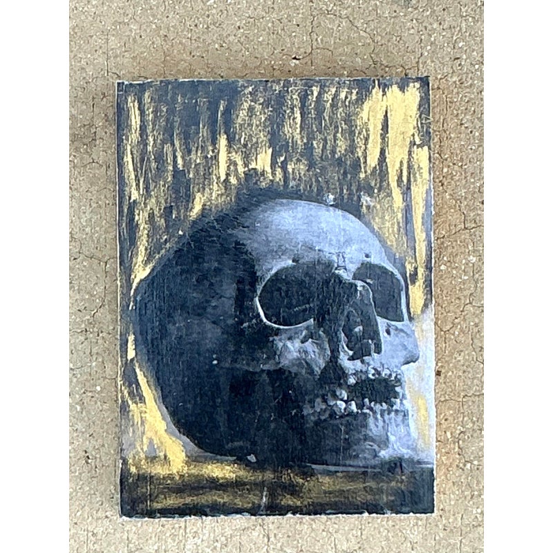 Vintage Boho Original Skull Abstract on Board - Detail view