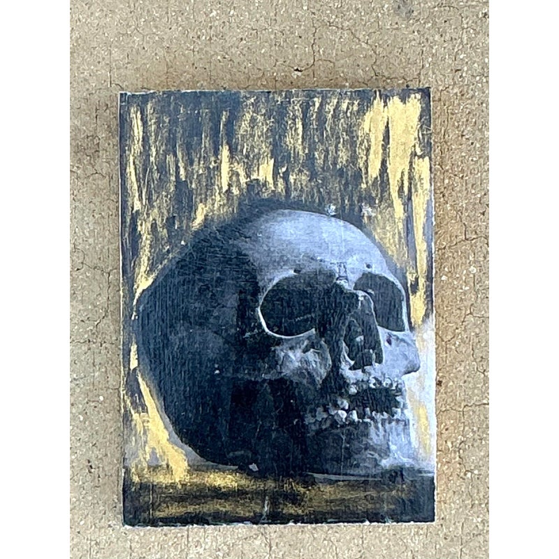 Vintage Boho Original Skull Abstract on Board - Side view