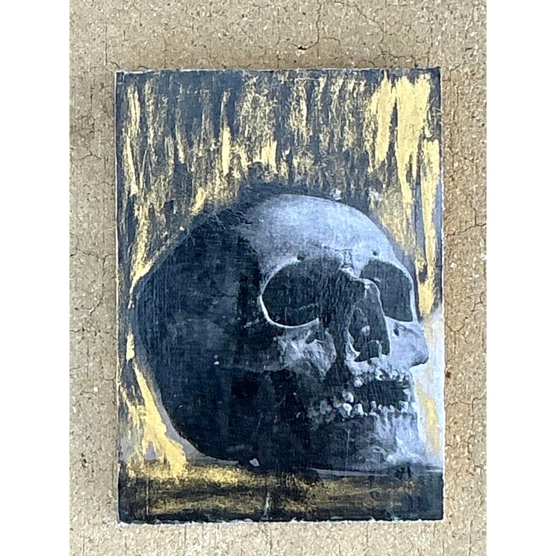 Vintage Boho Original Skull Abstract on Board - Back view