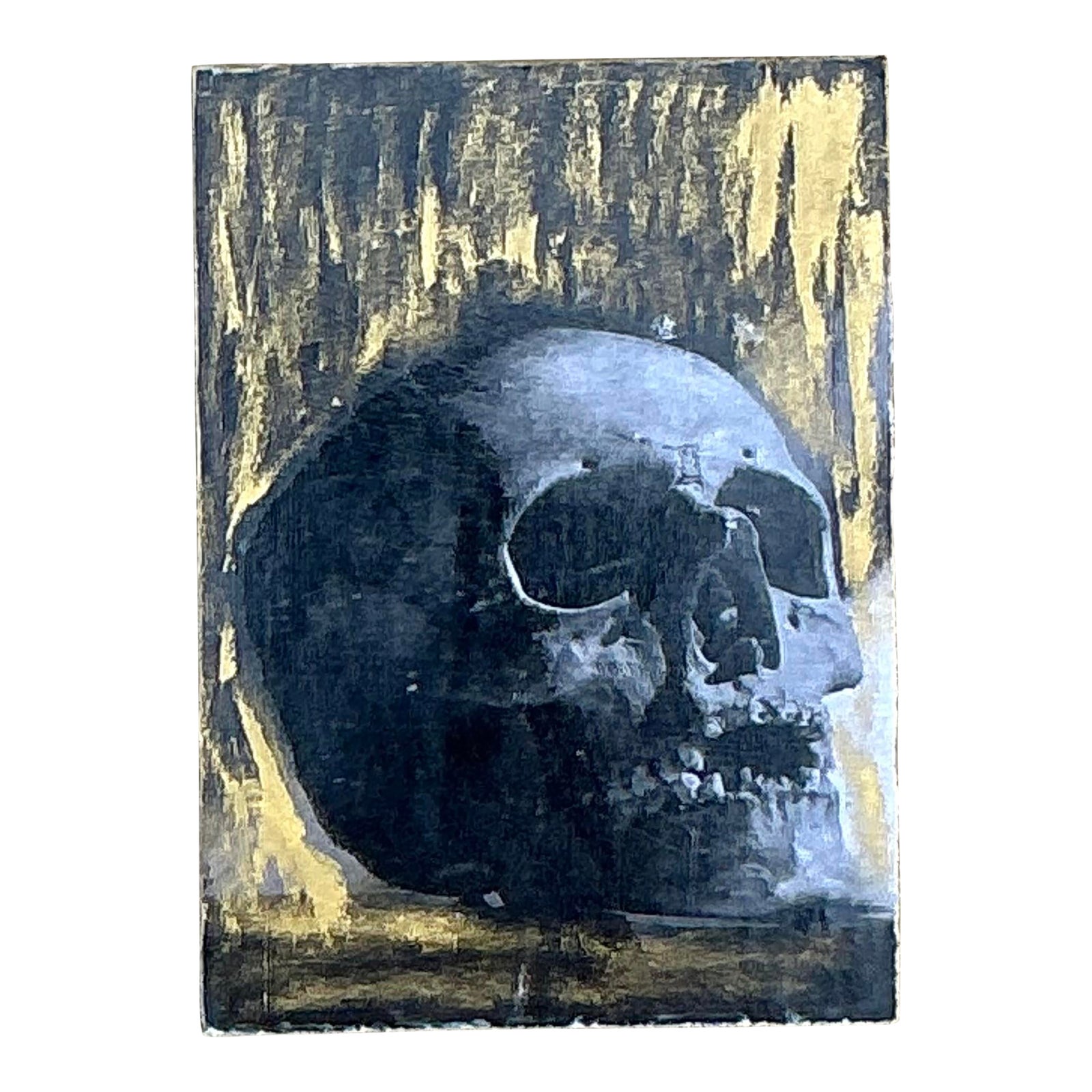 Vintage Boho Original Skull Abstract on Board