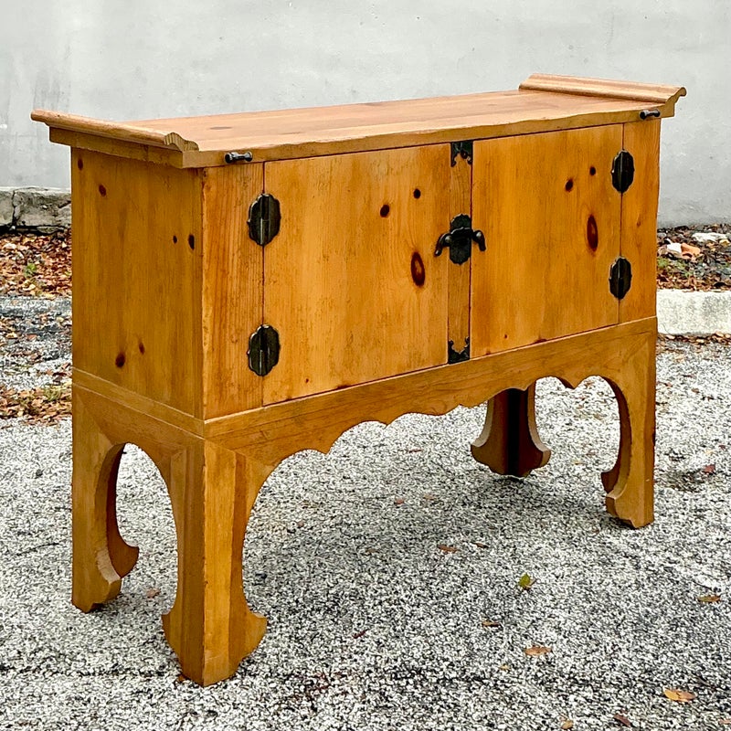 Vintage Boho Pine Pagoda Dry Bar - Top view