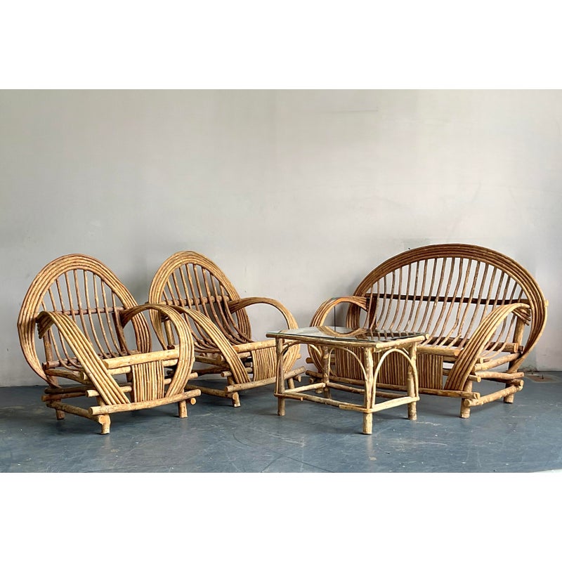 Vintage Boho Bent Branch Adirondack Sofa - Back view