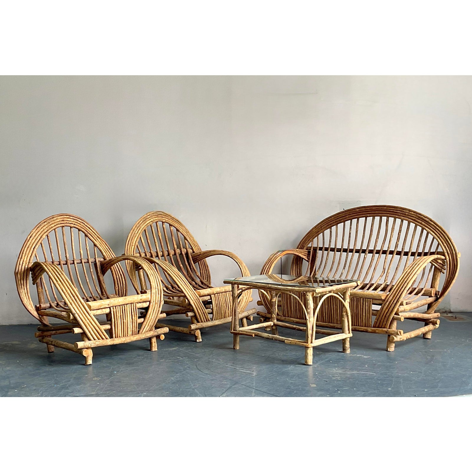 Vintage Boho Bent Branch Adirondack Sofa - Top view
