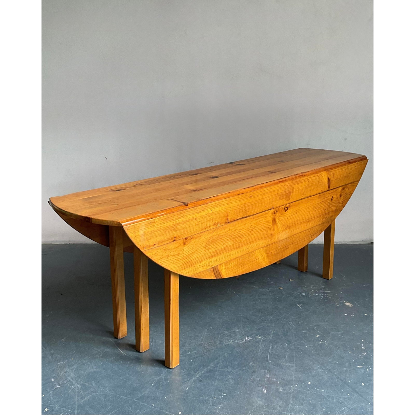 Vintage Boho Baker Milling Road Drop Leaf Table - Side view
