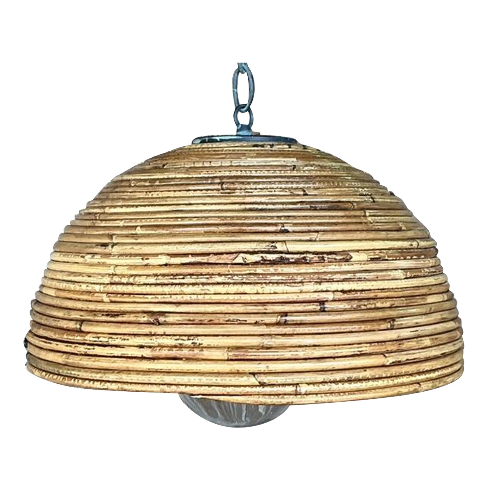 Vintage Coastal Coiled Pencil Reed Pendant Light