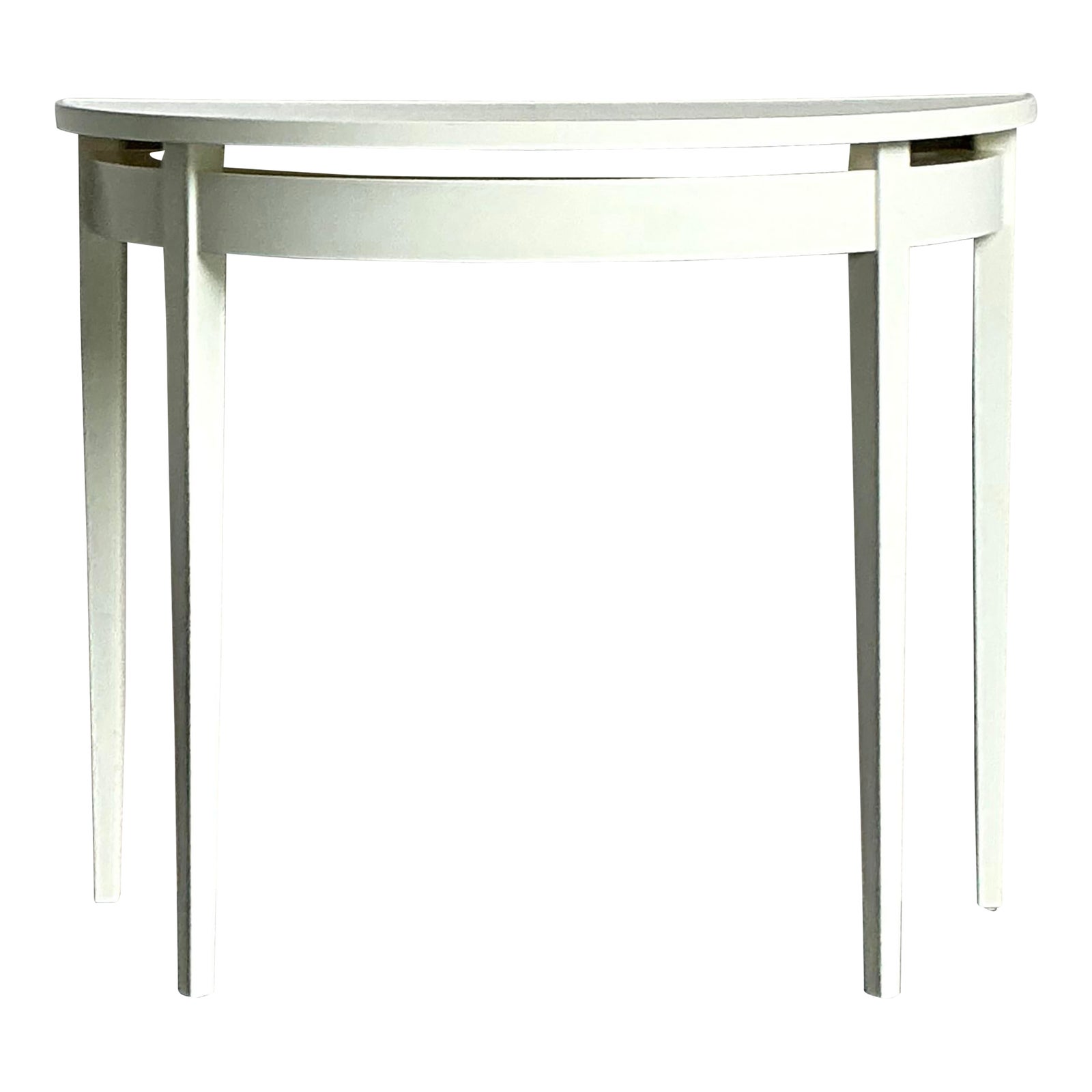 Vintage Regency Lacquered Grasscloth Demilune Table