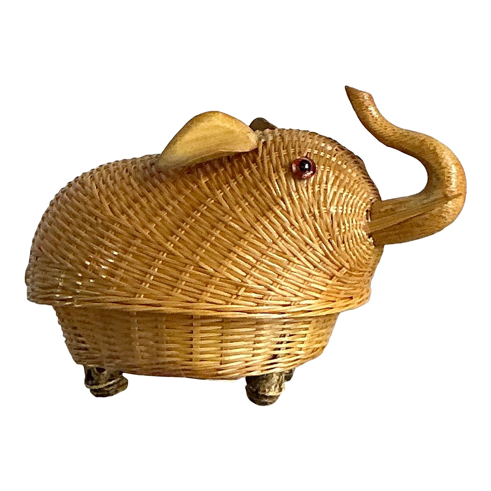 Vintage Shanghai Handicrafts Little Elephant Basket