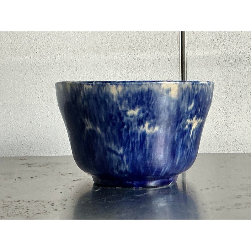 Vintage Boho Glazed Ceramic Splatter Bowl - Detail view