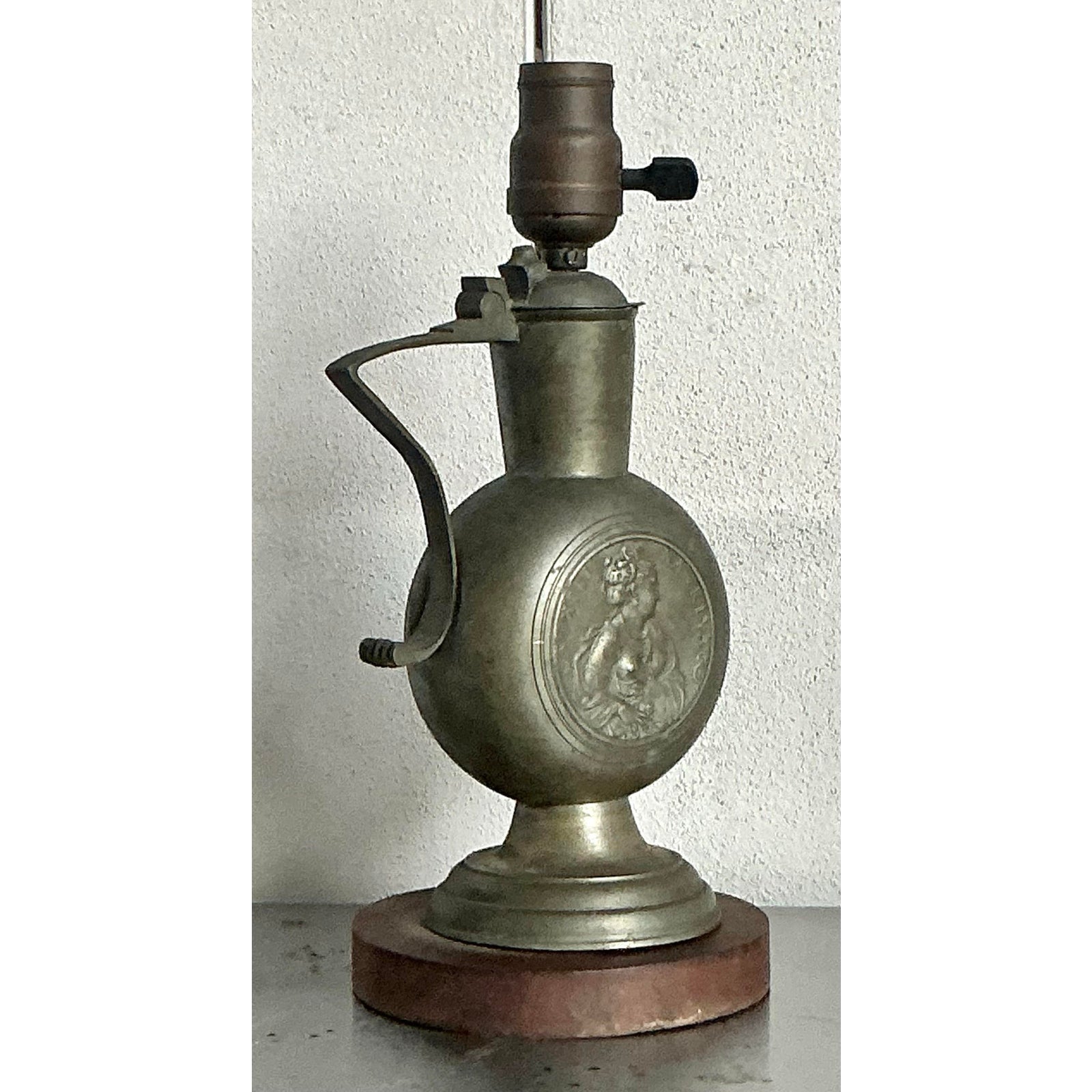 Vintage Boho Embossed Metal Medallion Lamp - Top view