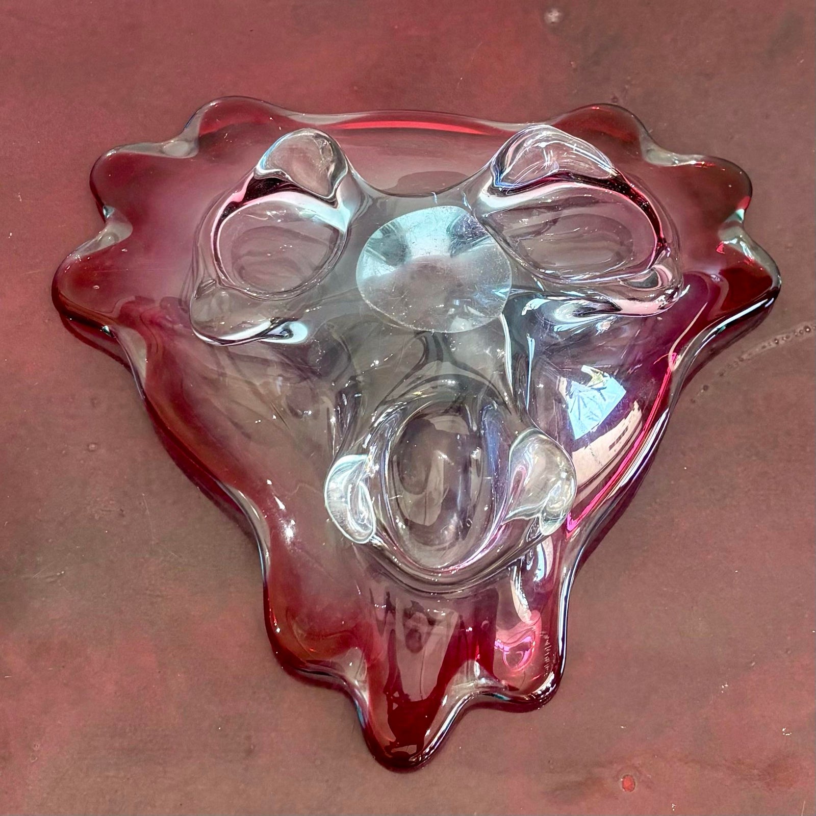 Vintage Boho Art Glass Dish After Murano - Back view