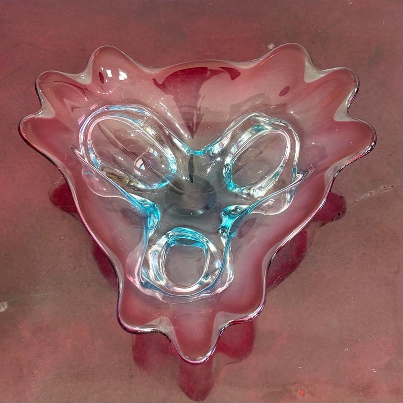 Vintage Boho Art Glass Dish After Murano - Top view