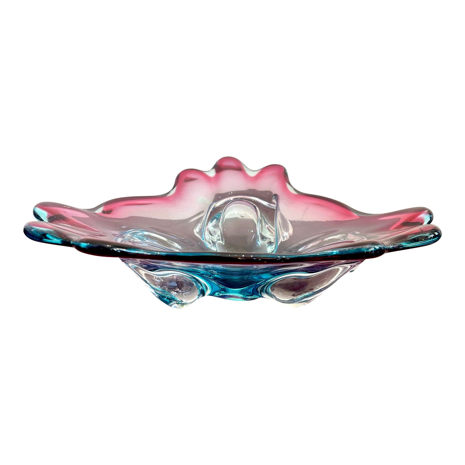 Vintage Boho Art Glass Dish After Murano