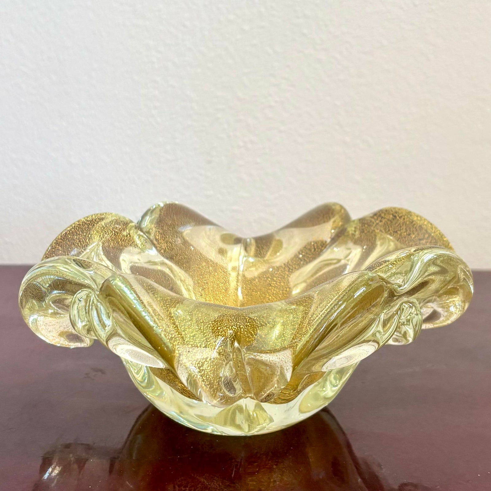 Vintage Boho Blossoming Art Glass Bowl After Murano - Back view