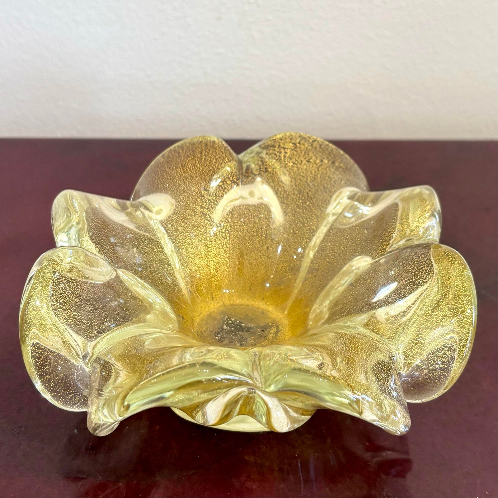 Vintage Boho Blossoming Art Glass Bowl After Murano - Detail view