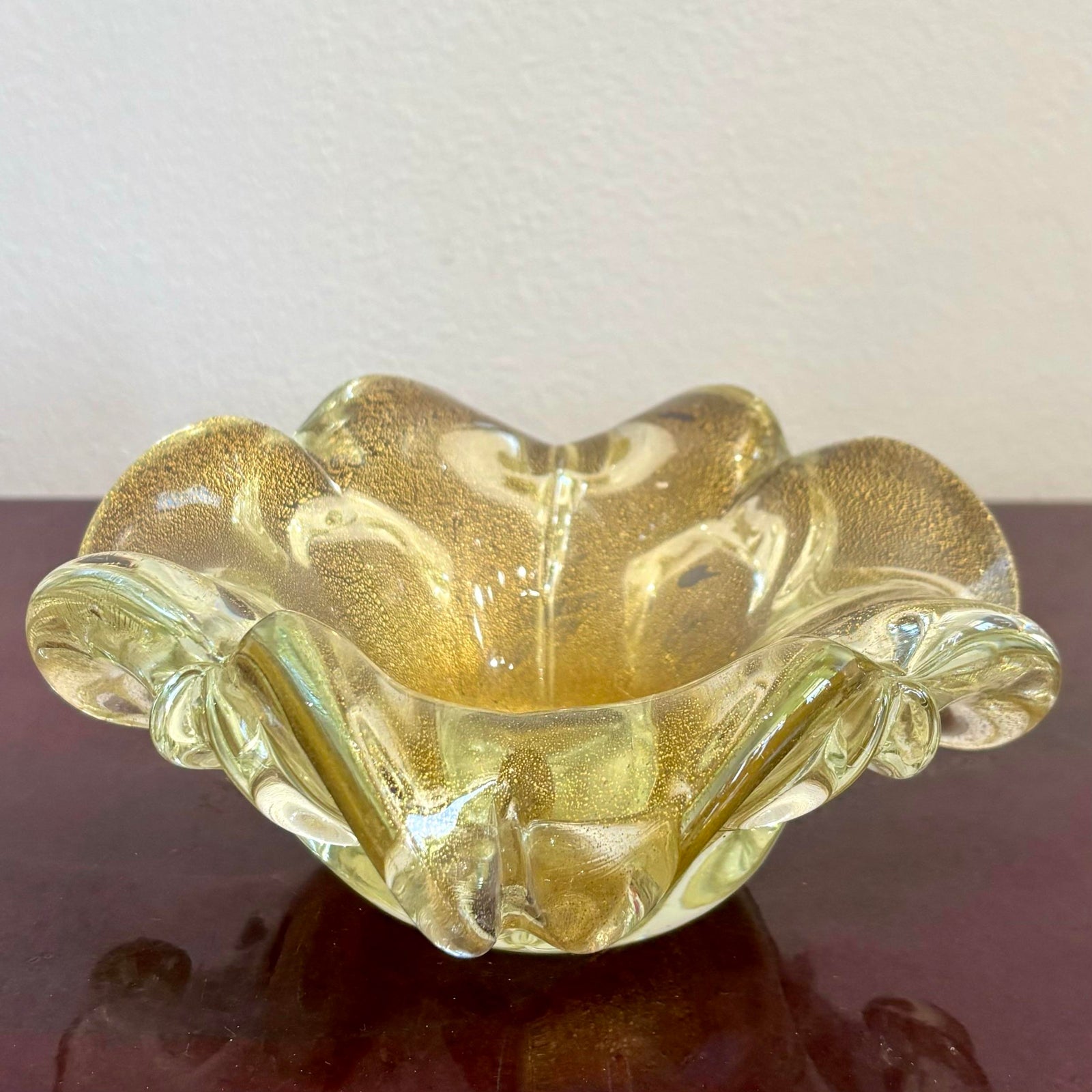 Vintage Boho Blossoming Art Glass Bowl After Murano - Top view