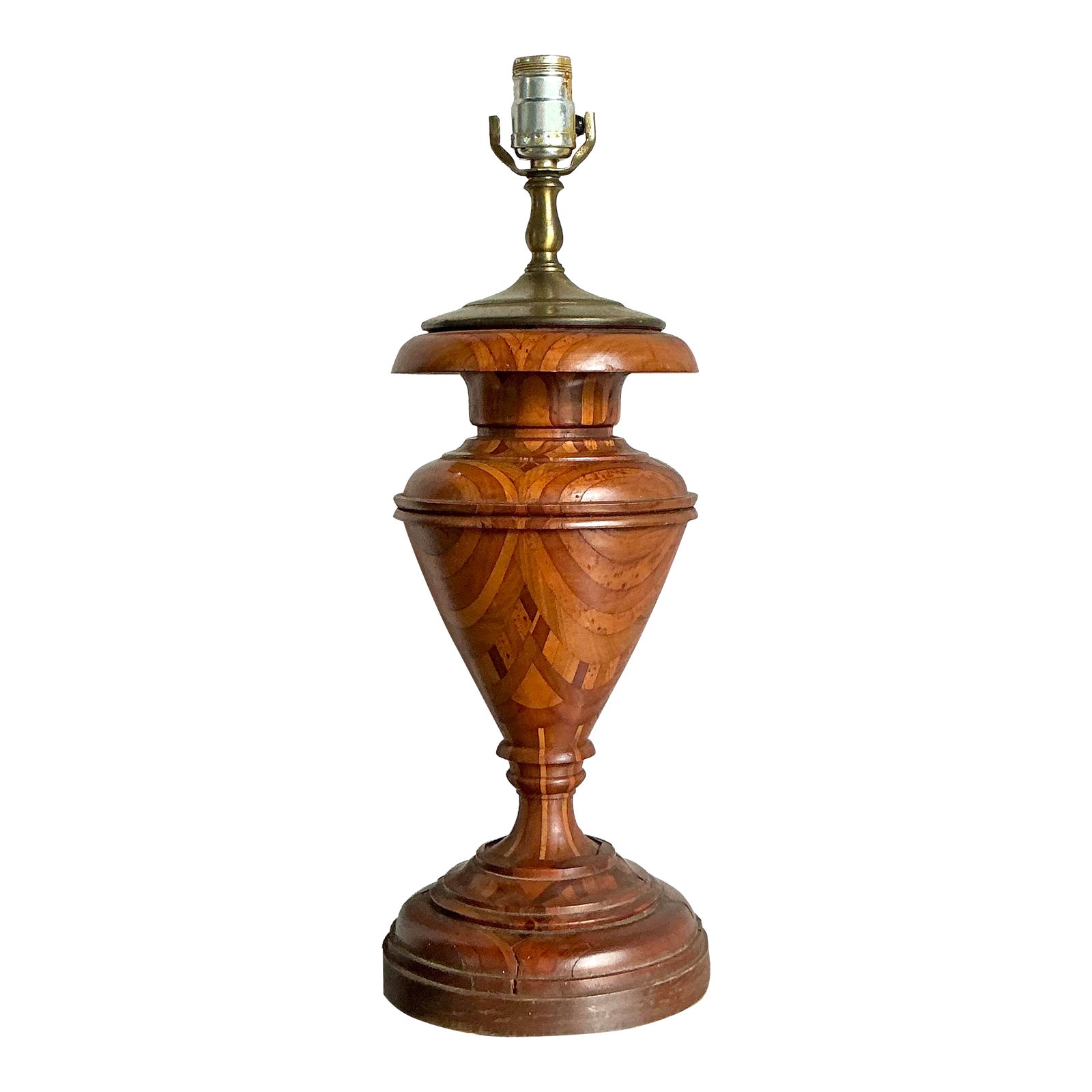 Vintage Boho Marquetry Wood Lamp