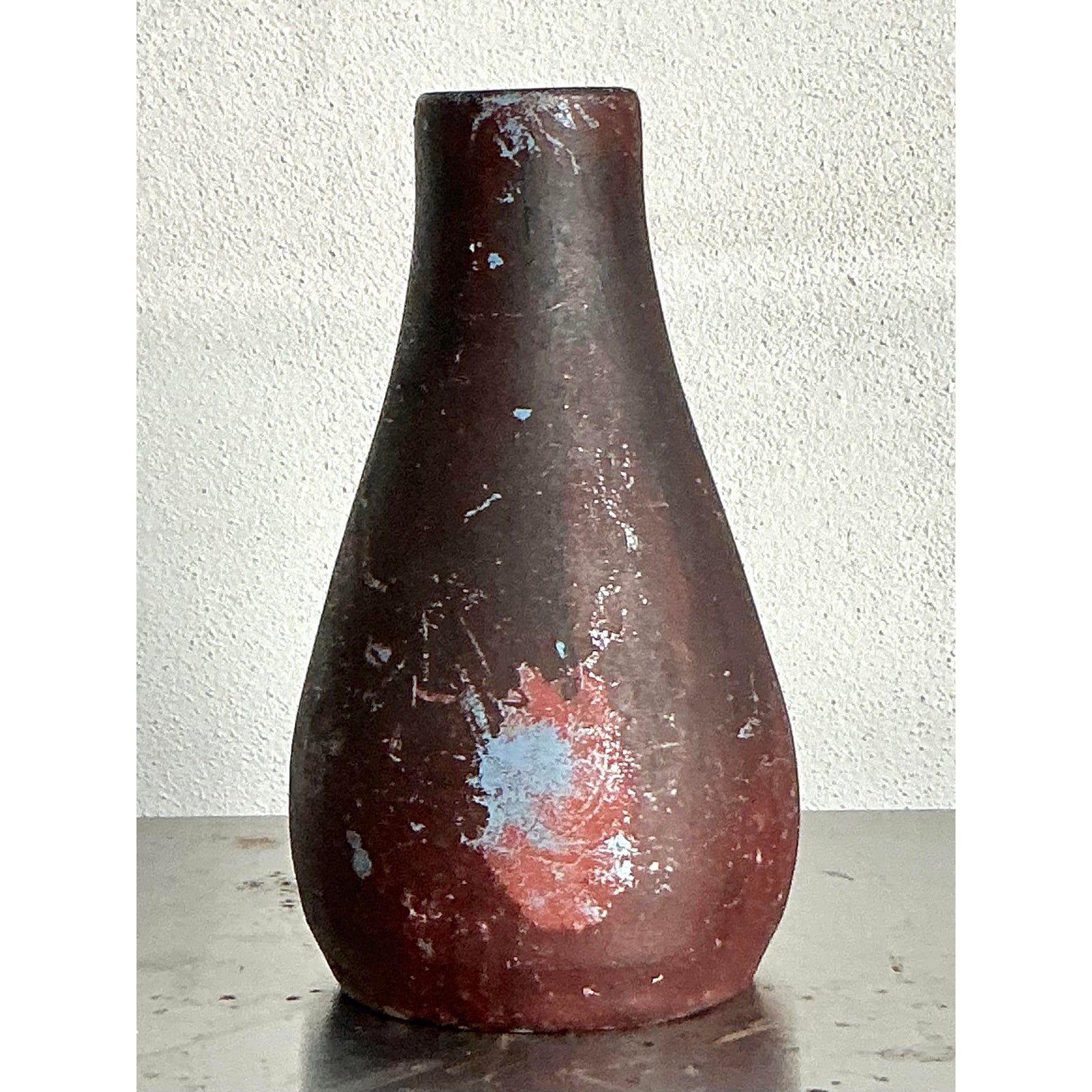 Vintage Boho Studio Pottery Vase - Back view