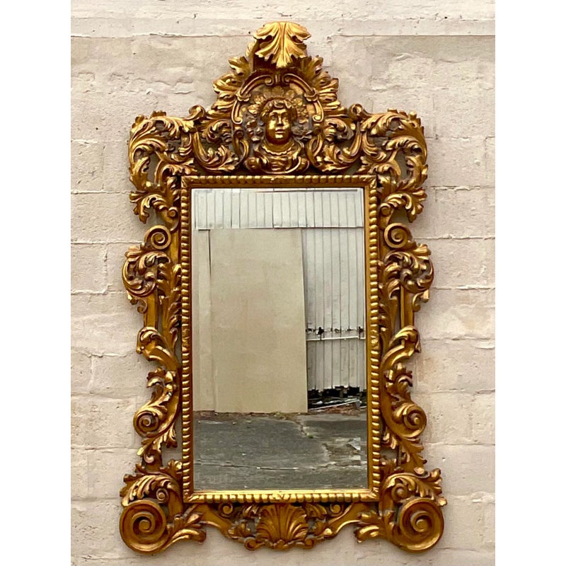 Vintage Boho Monumental Carved Gilt Mirror - Back view