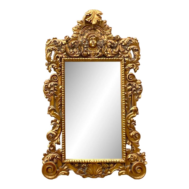 Vintage Boho Monumental Carved Gilt Mirror