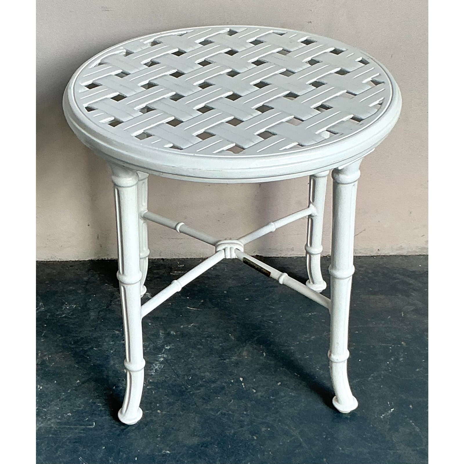 Vintage Regency Brown Jordan Side Table - Back view