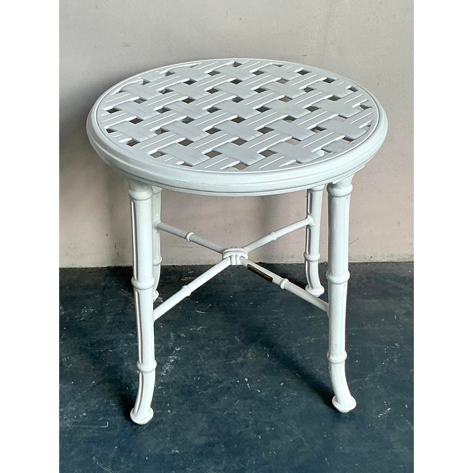 Vintage Regency Brown Jordan Side Table - Side view