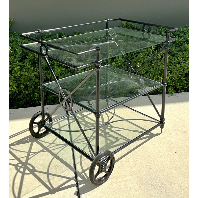 Vintage Regency Wrought Iron Target Dry Bar - Detail view