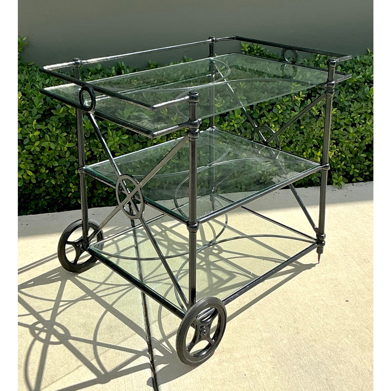 Vintage Regency Wrought Iron Target Dry Bar - Side view