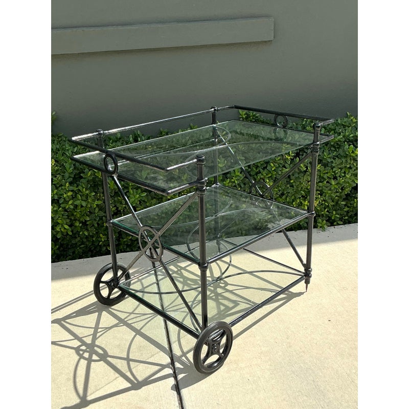 Vintage Regency Wrought Iron Target Dry Bar - Back view