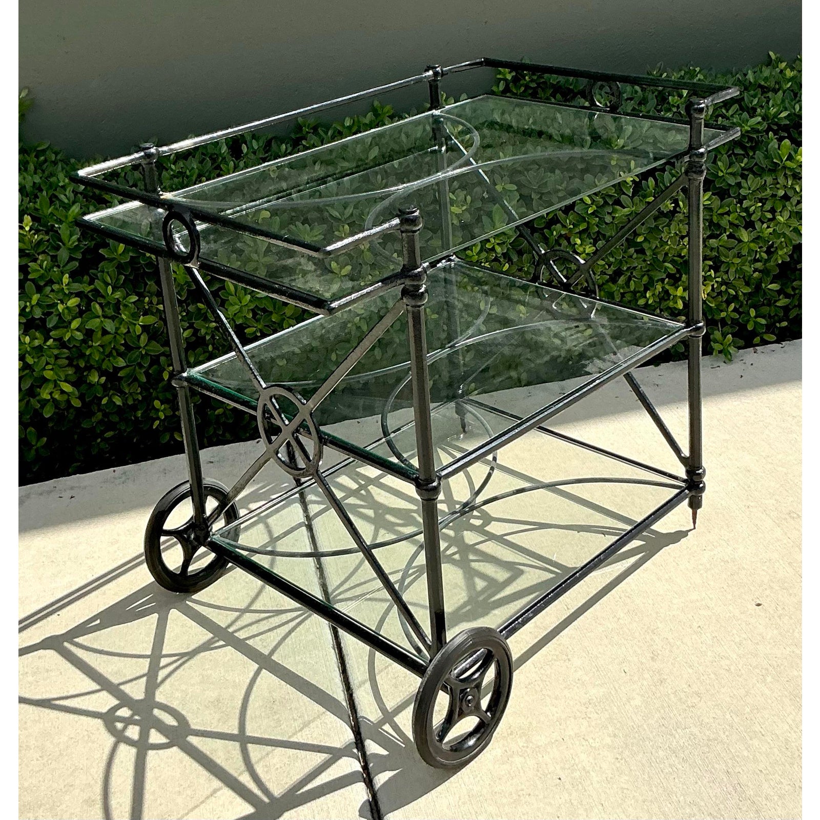 Vintage Regency Wrought Iron Target Dry Bar - Top view