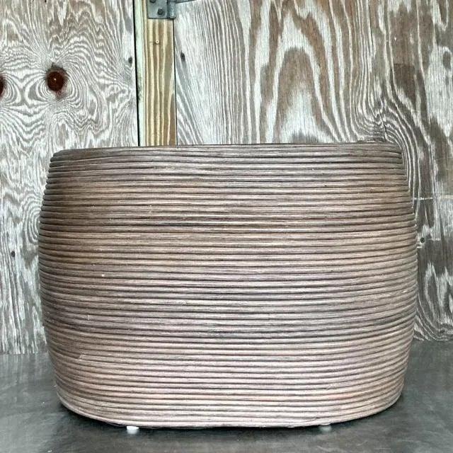 Vintage Coastal Pencil Reed Coffee Table - Side view